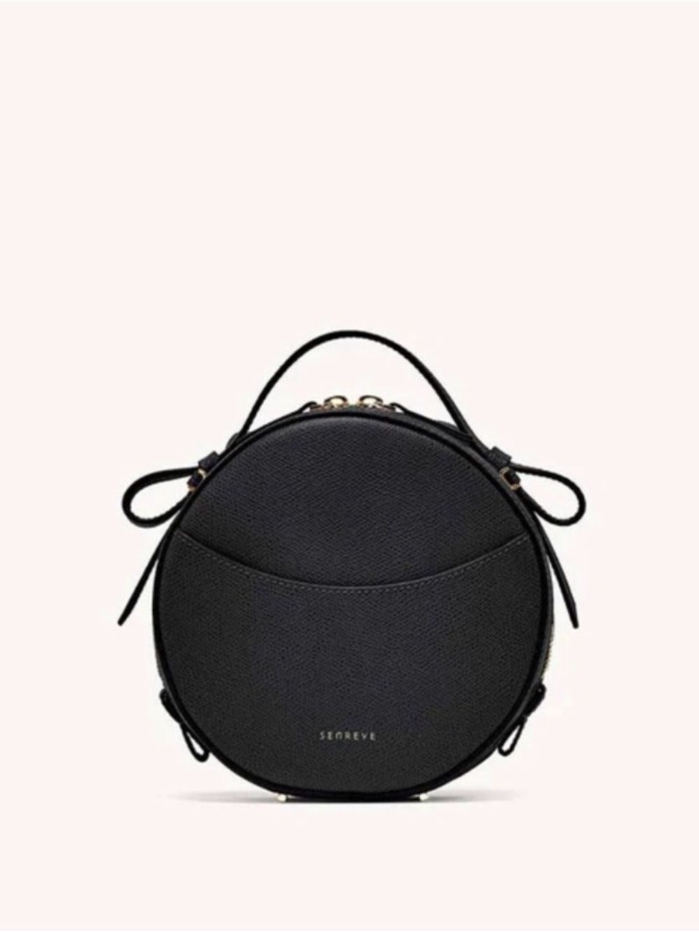 SENREVE Circa Bag Black Pebbled Leather Convertible Backpack Crossbody Italy
